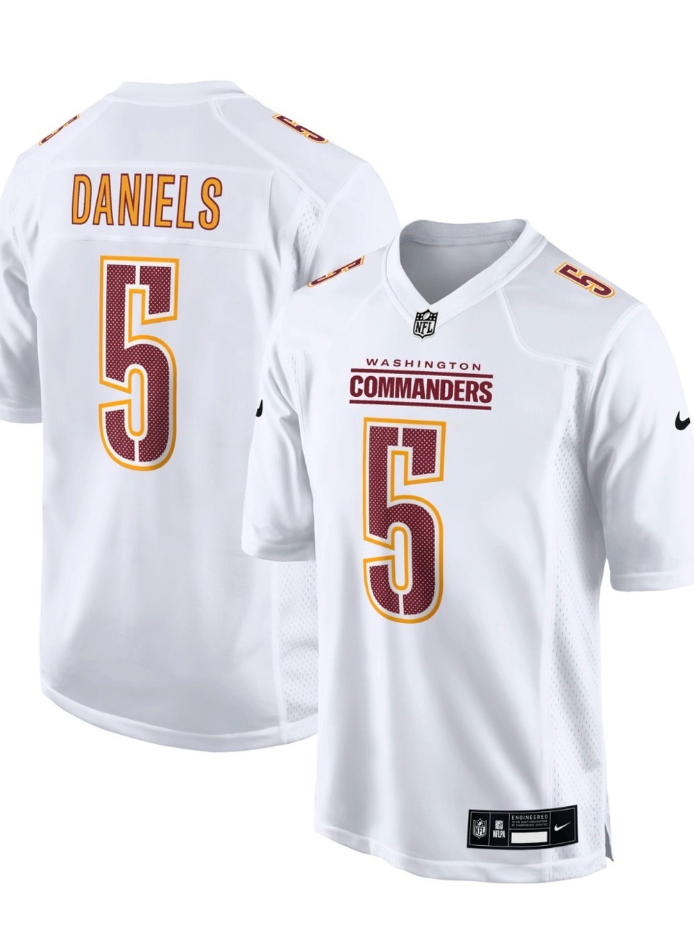 Nike Jayden Daniels Men’s Washington Commanders Tundra White Jersey Sz Med